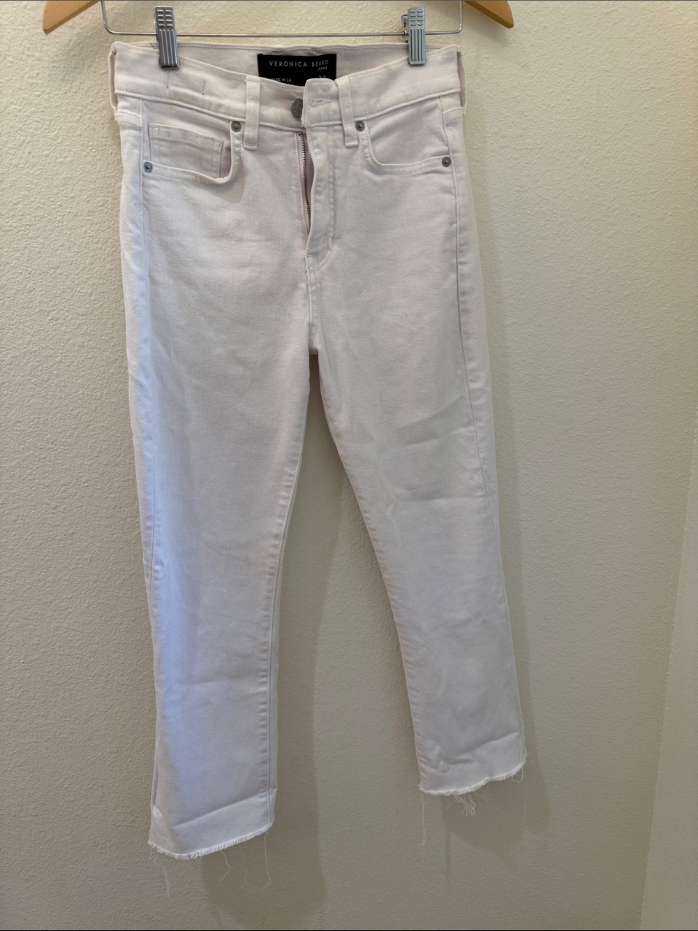 Veronica Beard Off-White Cropped Straight Jeans